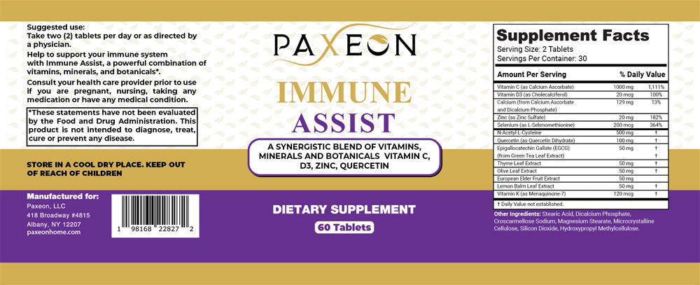 PAXEON IMMUNE ASSIST supplement facts